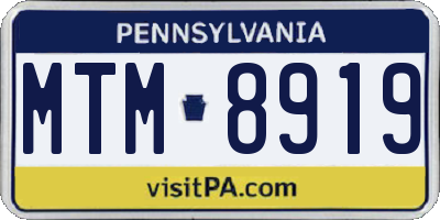 PA license plate MTM8919
