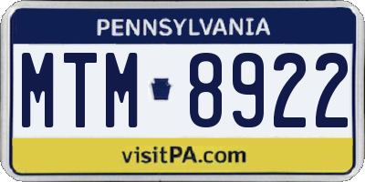 PA license plate MTM8922