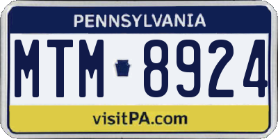 PA license plate MTM8924