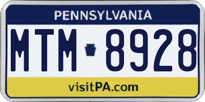 PA license plate MTM8928