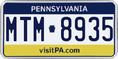 PA license plate MTM8935
