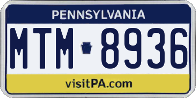 PA license plate MTM8936