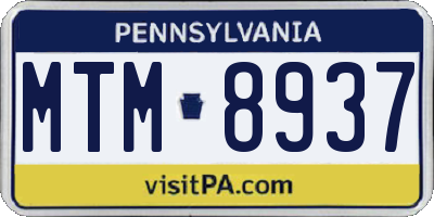 PA license plate MTM8937