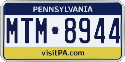 PA license plate MTM8944