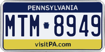 PA license plate MTM8949