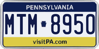 PA license plate MTM8950
