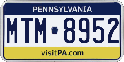 PA license plate MTM8952