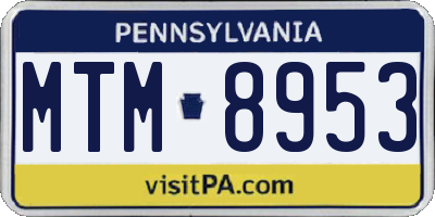 PA license plate MTM8953