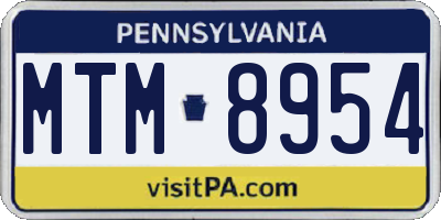 PA license plate MTM8954