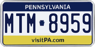 PA license plate MTM8959