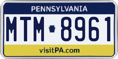 PA license plate MTM8961