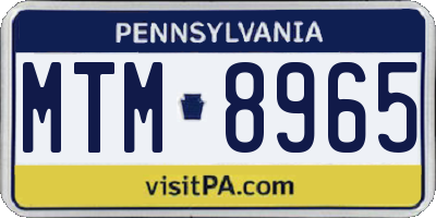 PA license plate MTM8965