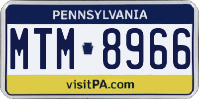 PA license plate MTM8966