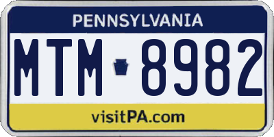 PA license plate MTM8982