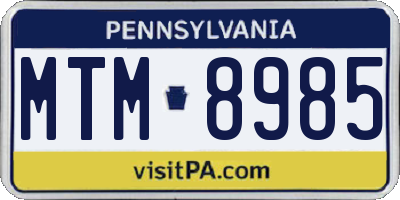 PA license plate MTM8985