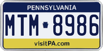 PA license plate MTM8986