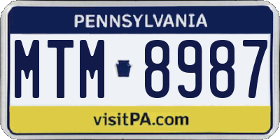 PA license plate MTM8987