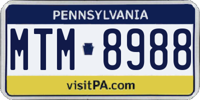 PA license plate MTM8988