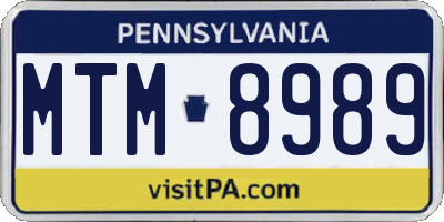 PA license plate MTM8989