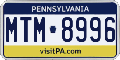 PA license plate MTM8996