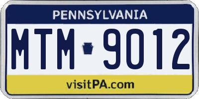 PA license plate MTM9012