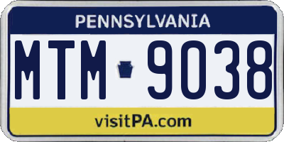 PA license plate MTM9038