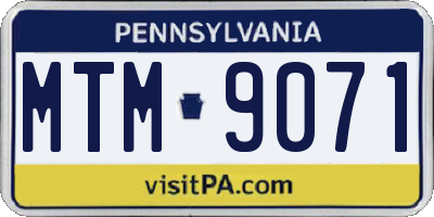 PA license plate MTM9071