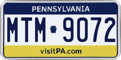 PA license plate MTM9072