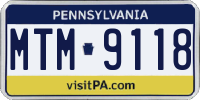 PA license plate MTM9118