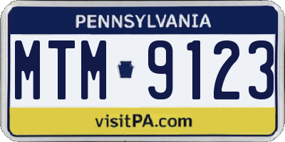 PA license plate MTM9123