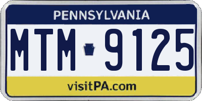 PA license plate MTM9125