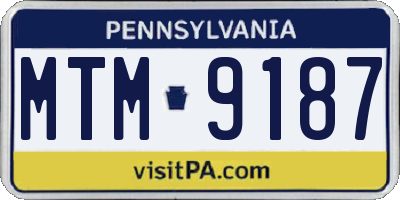 PA license plate MTM9187