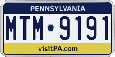 PA license plate MTM9191