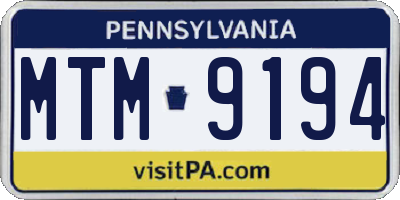 PA license plate MTM9194