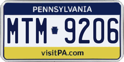 PA license plate MTM9206