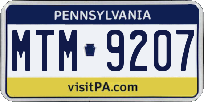 PA license plate MTM9207