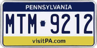 PA license plate MTM9212
