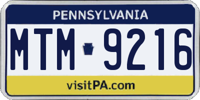 PA license plate MTM9216