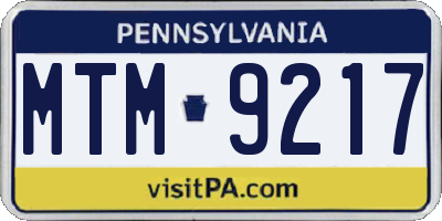 PA license plate MTM9217