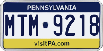 PA license plate MTM9218