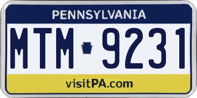 PA license plate MTM9231