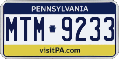 PA license plate MTM9233