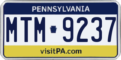 PA license plate MTM9237