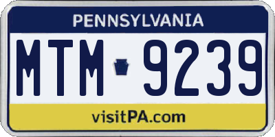 PA license plate MTM9239