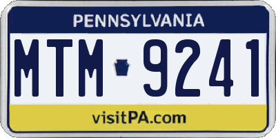 PA license plate MTM9241