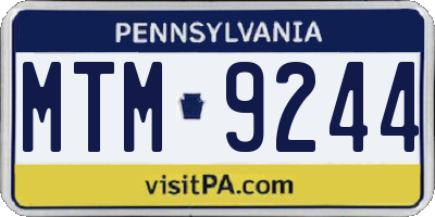 PA license plate MTM9244