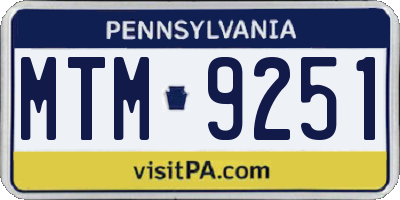 PA license plate MTM9251