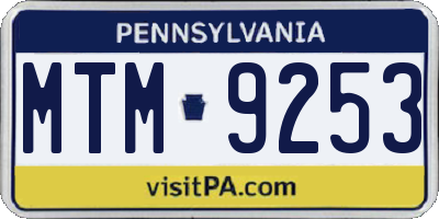 PA license plate MTM9253