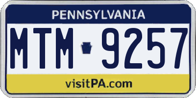 PA license plate MTM9257