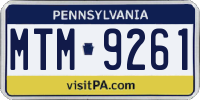 PA license plate MTM9261